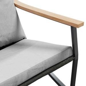 Panchina da Giardino con Cuscini 120 cm Nera in Acciaio