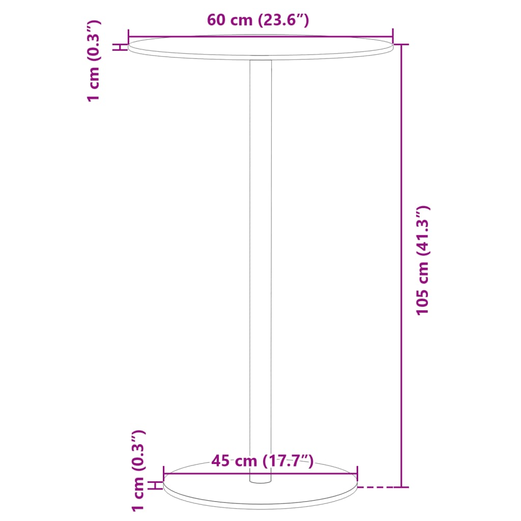 vidaXL Tavolo da Giardino Rotondo Nero Ø60x105 cm in Acciaio
