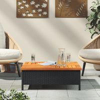 Tavolo da Giardino Nero 70x70x25cm in Rattan e Legno di Acacia 3281629