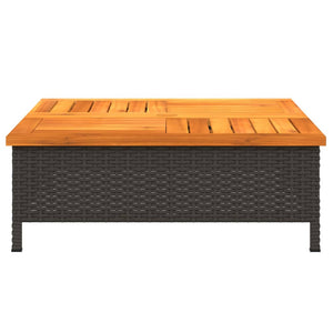 Tavolo da Giardino Nero 70x70x25cm in Rattan e Legno di Acacia 3281629
