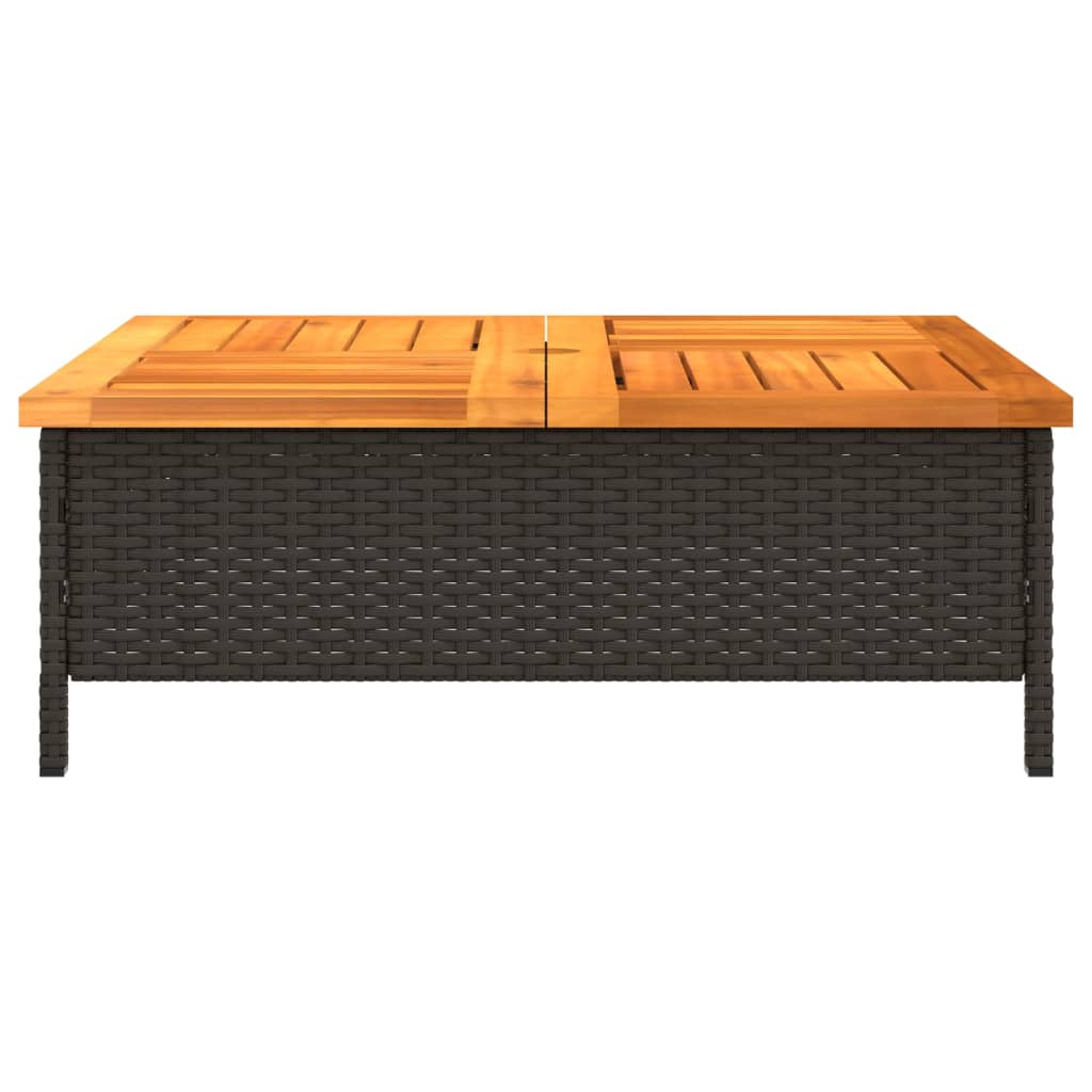 Tavolo da Giardino Nero 70x70x25cm in Rattan e Legno di Acacia 3281629