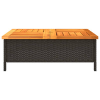 Tavolo da Giardino Nero 70x70x25cm in Rattan e Legno di Acacia 3281629