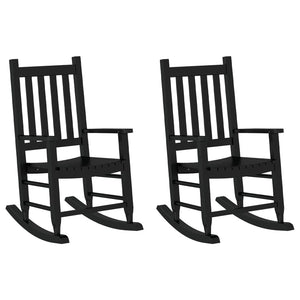 Sedie a Dondolo per Bambini 2 pz Nere Legno Massello di Pioppo