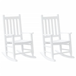 Sedie a Dondolo per Bambini 2 pz Bianche Legno Massello Pioppo