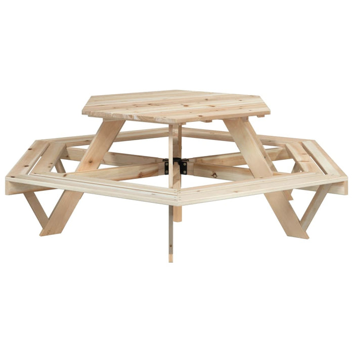 Tavolo Picnic per 6 Bambini con Ombrellone Esagono Legno Abete 3281625