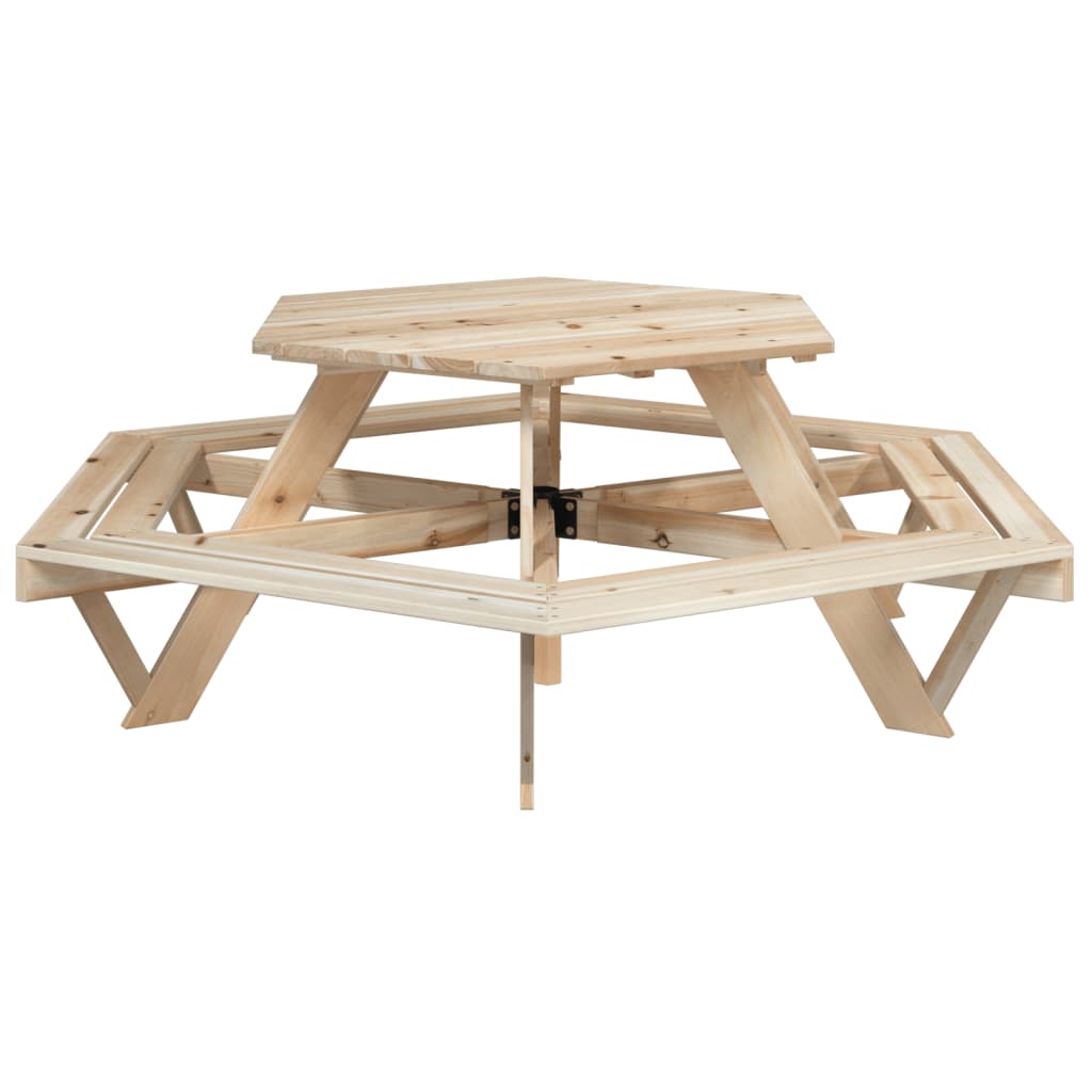 Tavolo Picnic per 6 Bambini con Ombrellone Esagono Legno Abete 3281626