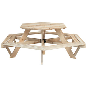 Tavolo Picnic per 6 Bambini con Ombrellone Esagono Legno Abete 3281626