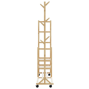 vidaXL Appendiabiti con Ripiani e Ruote 100x38x175,5 cm in Bambù