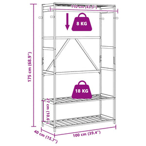 Appendiabiti con Ripiani 110x40x175 cm in Bambù 4008924