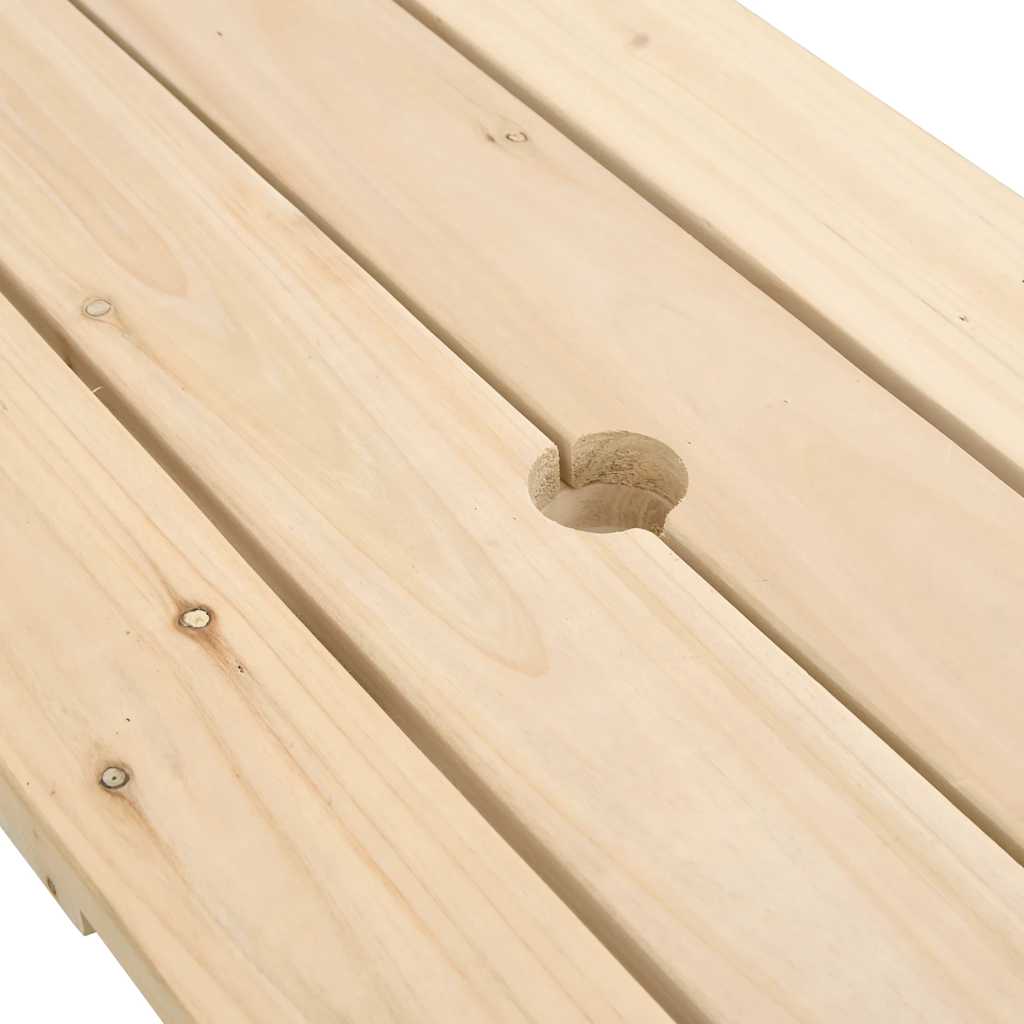 Tavolo da Picnic per 4 Bambini con Foro Ombrellone Legno Abete 4008985