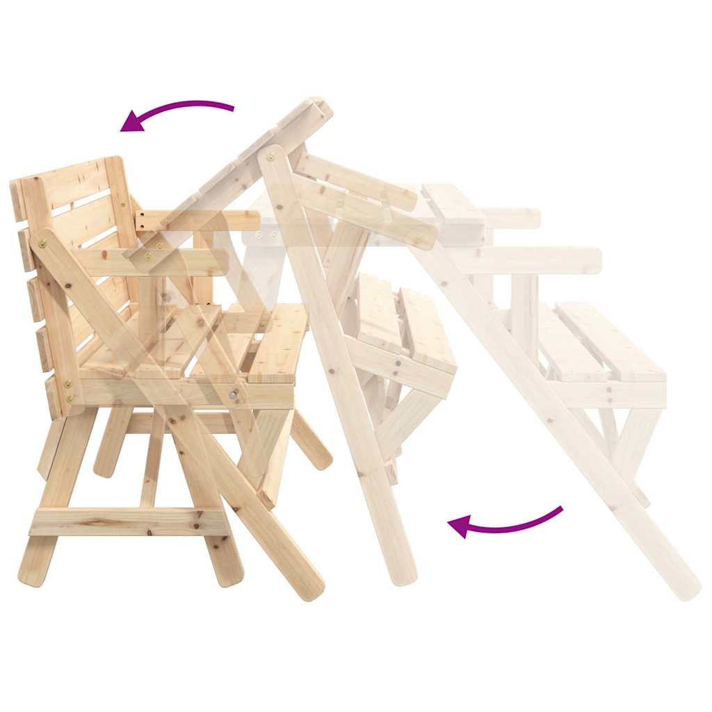Tavolo da Picnic con Panche in Legno Abete 2-in-1 Convertibile 4008991