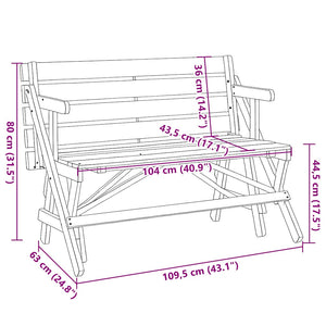 Tavolo da Picnic con Panche in Legno Abete 2-in-1 Convertibile 4008991