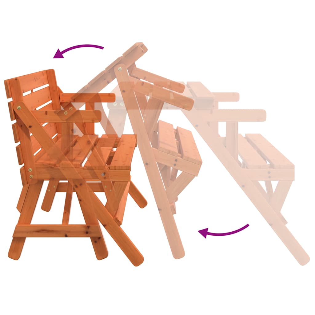 vidaXL Tavolo da Picnic con Panche in Legno Abete 2-in-1 Convertibile