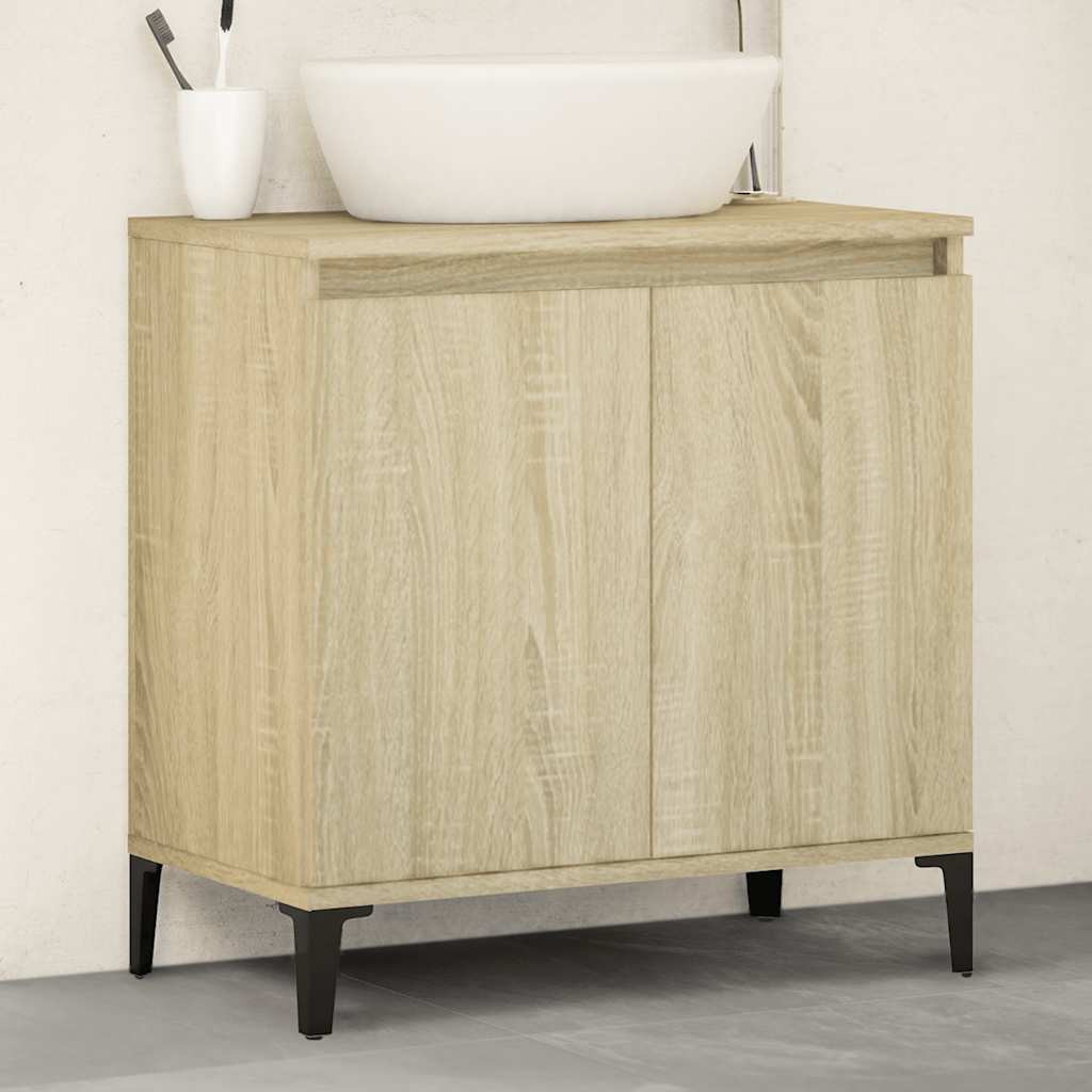 Mobile Lavabo-Armadietto da bagno Rovere Sonoma 58x33x60 cm in Legno Multistrato