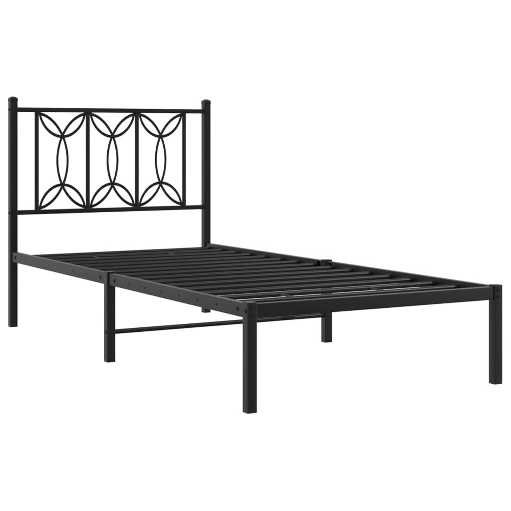 Giroletto con Testiera in Metallo Nero 90x190 cm 376120