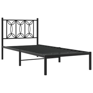 Giroletto con Testiera in Metallo Nero 90x190 cm 376120