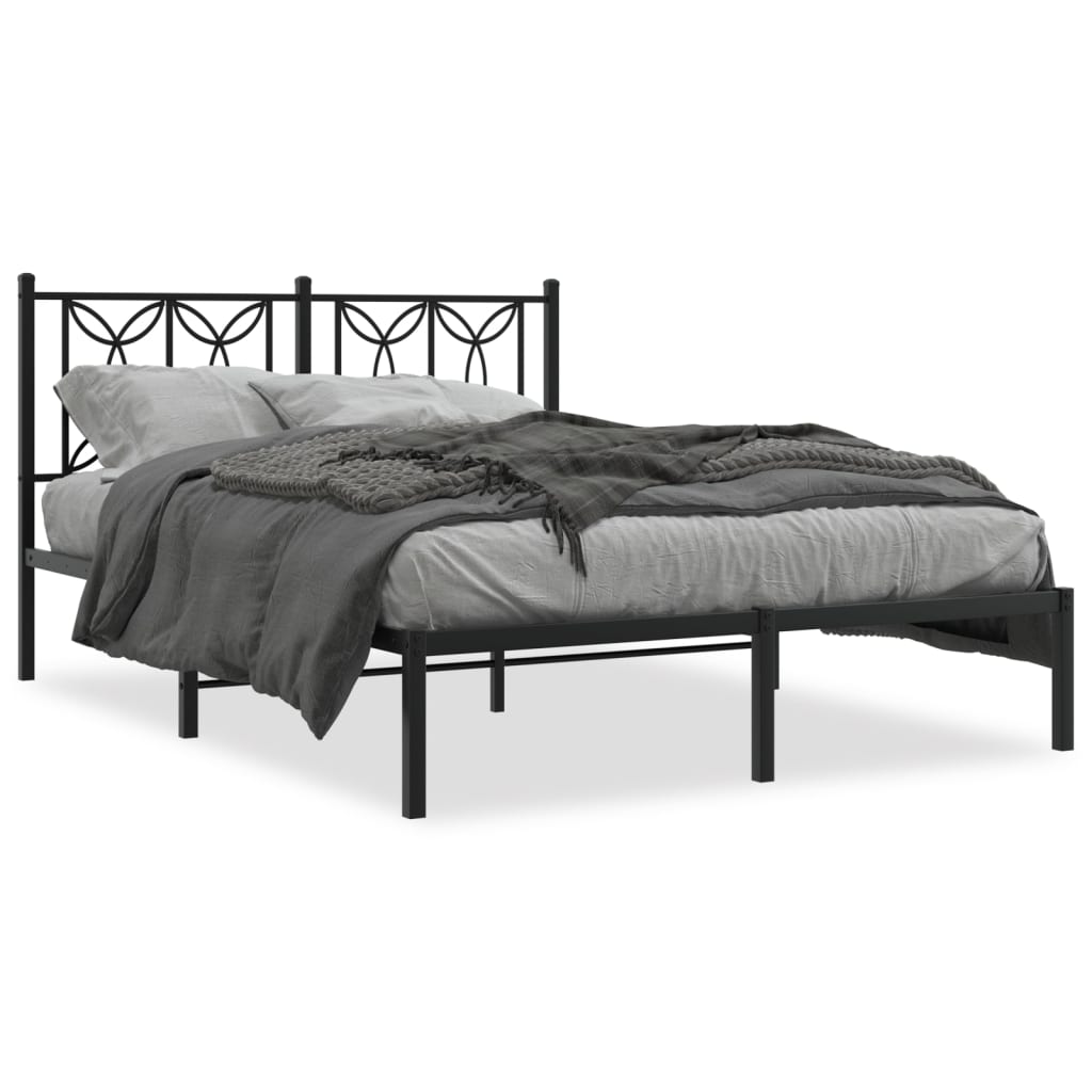 vidaXL Giroletto con Testiera in Metallo Nero 140x190 cm