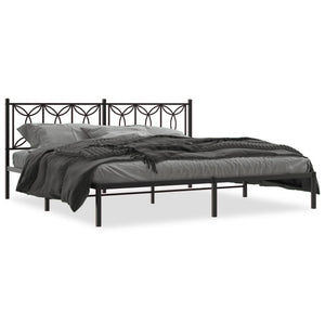 Giroletto con Testiera-Struttura Letto con testiera in Metallo Nero 193x203 cm 208838