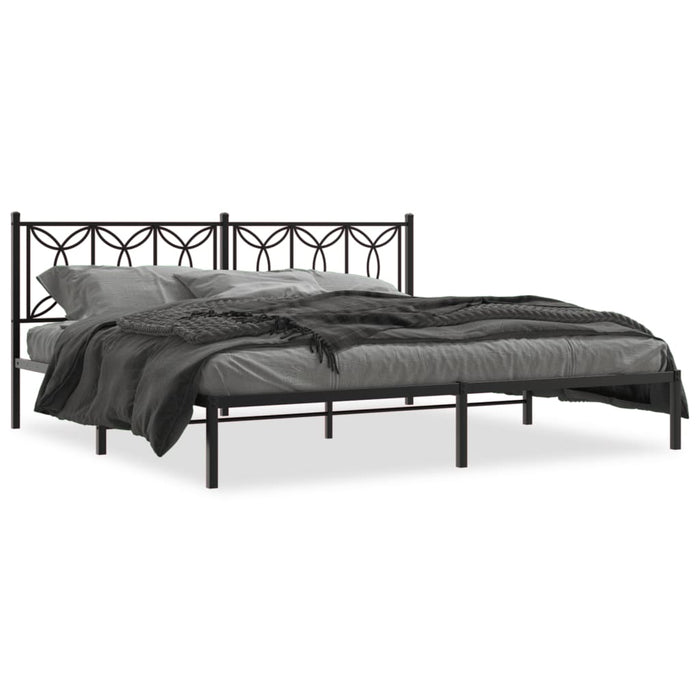 Giroletto con Testiera-Struttura Letto con testiera in Metallo Nero 193x203 cm 208838