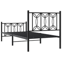 Giroletto con Testiera e Pediera Metallo Nero 80x200 cm 376137