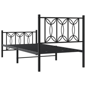 Giroletto con Testiera e Pediera Metallo Nero 80x200 cm 376137