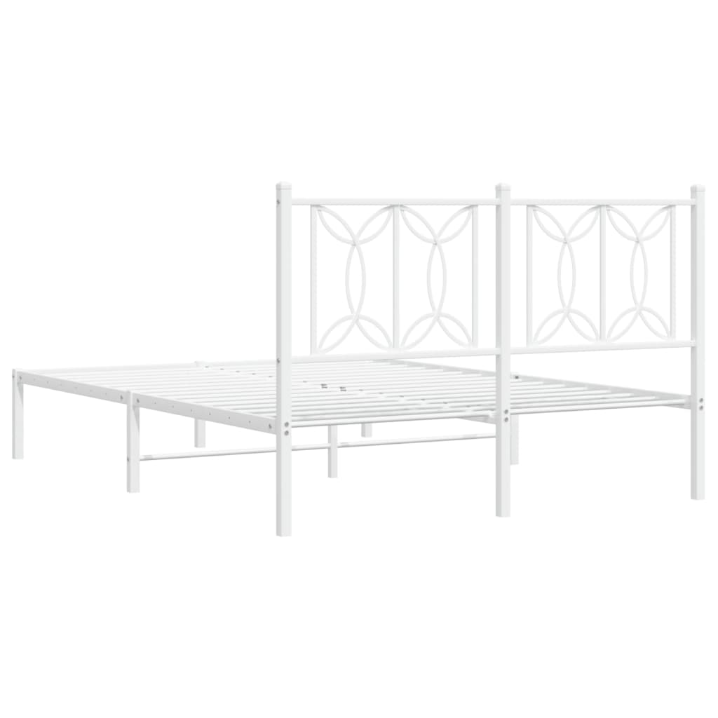 vidaXL Giroletto con Testiera Metallo Bianco 135x190 cm