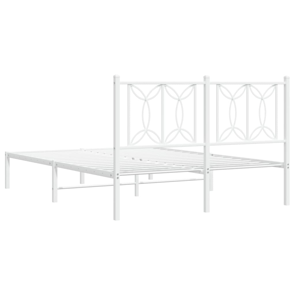 vidaXL Giroletto con Testiera Metallo Bianco 140x190 cm