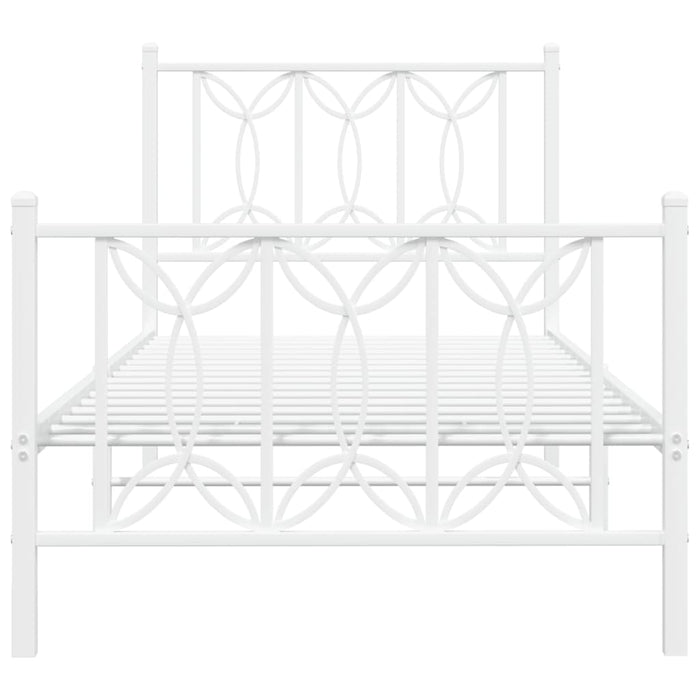 Giroletto con Testiera e Pediera Metallo Bianco 90x200 cm 376188