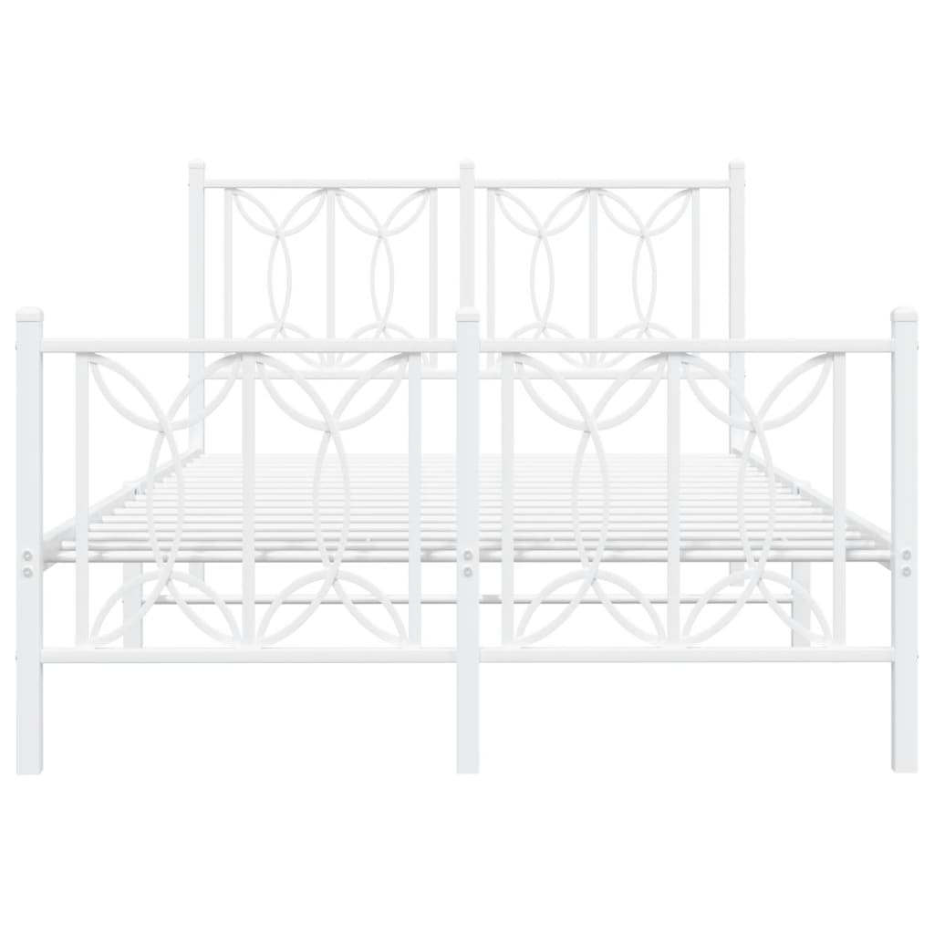 Giroletto con Testiera e Pediera Metallo Bianco 120x190 cm 376192