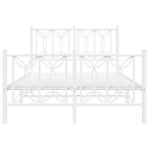 Giroletto con Testiera e Pediera Metallo Bianco 120x190 cm 376192