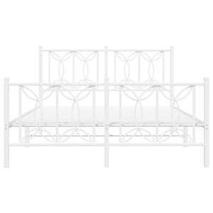 Giroletto con Testiera e Pediera Metallo Bianco 135x190 cm 376194