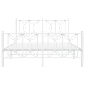 Giroletto con Testiera e Pediera Metallo Bianco 140x190 cm 376195