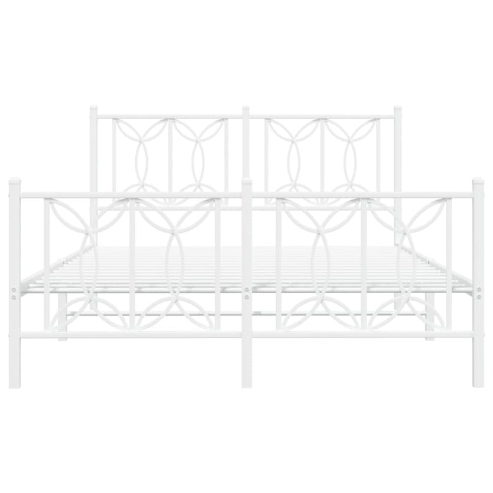 Giroletto con Testiera e Pediera Metallo Bianco 140x190 cm 376195