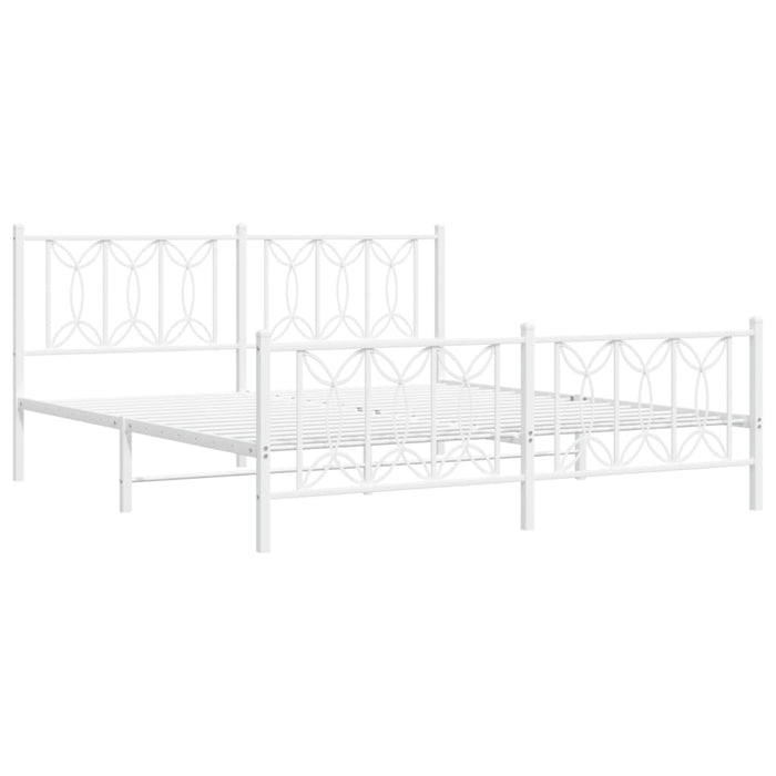 Giroletto con Testiera e Pediera Metallo Bianco 183x213 cm 376200