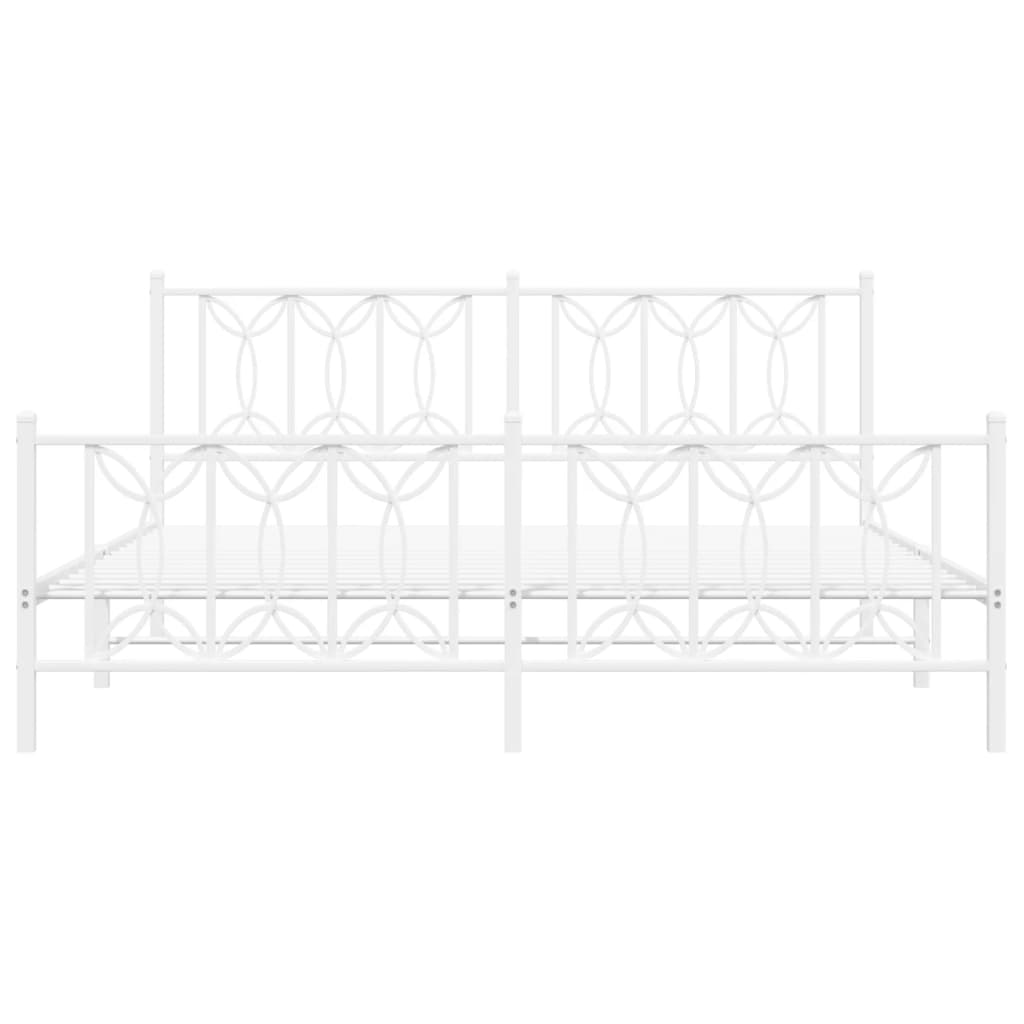 Giroletto con Testiera e Pediera Metallo Bianco 183x213 cm 376200