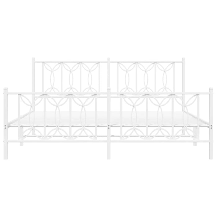 Giroletto con Testiera e Pediera Metallo Bianco 183x213 cm 376200