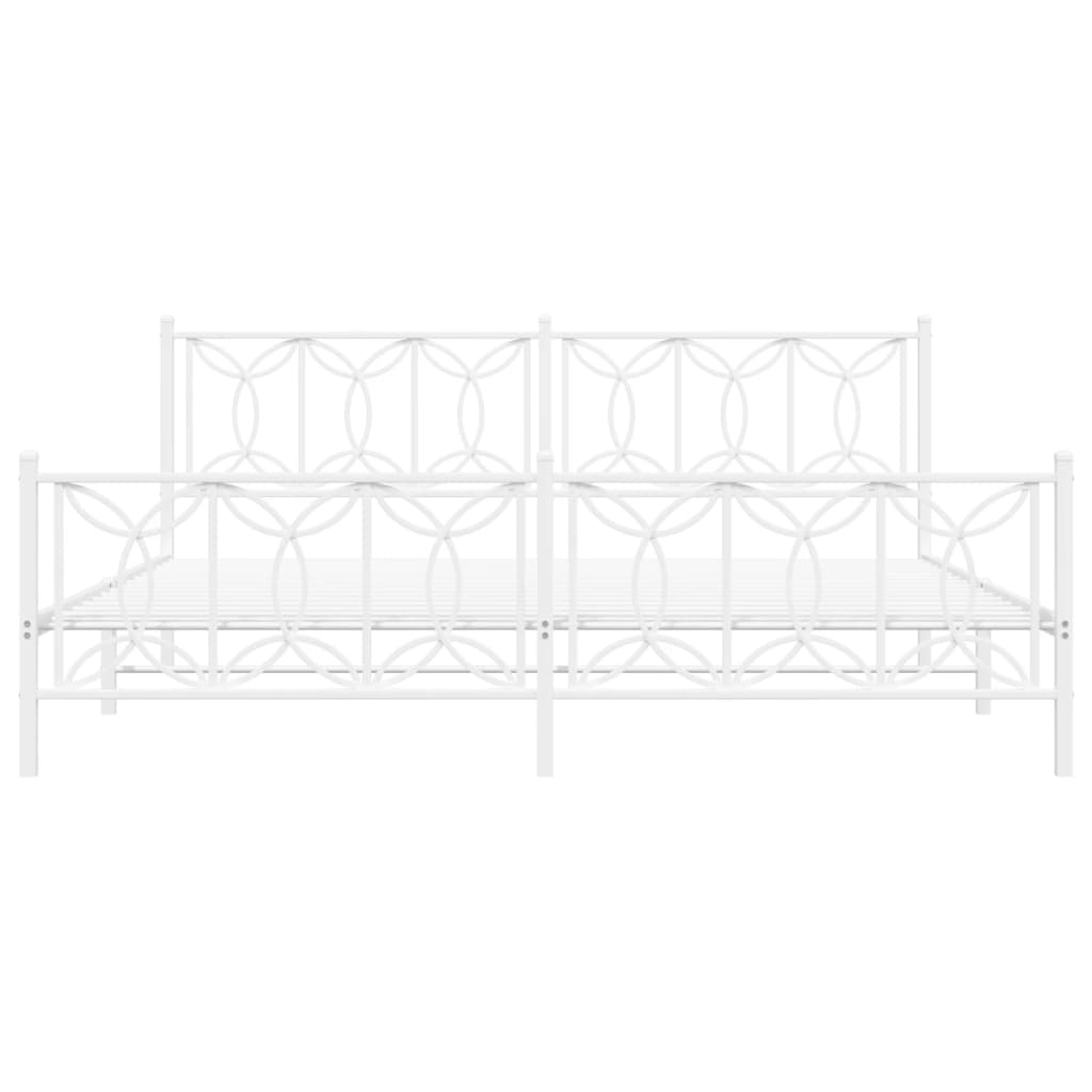 Giroletto con Testiera e Pediera Metallo Bianco 193x203 cm 376201