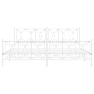 Giroletto con Testiera e Pediera Metallo Bianco 193x203 cm 376201