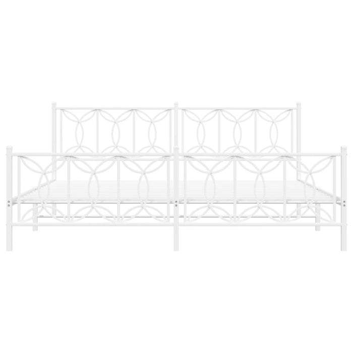 Giroletto con Testiera e Pediera Metallo Bianco 193x203 cm 376201