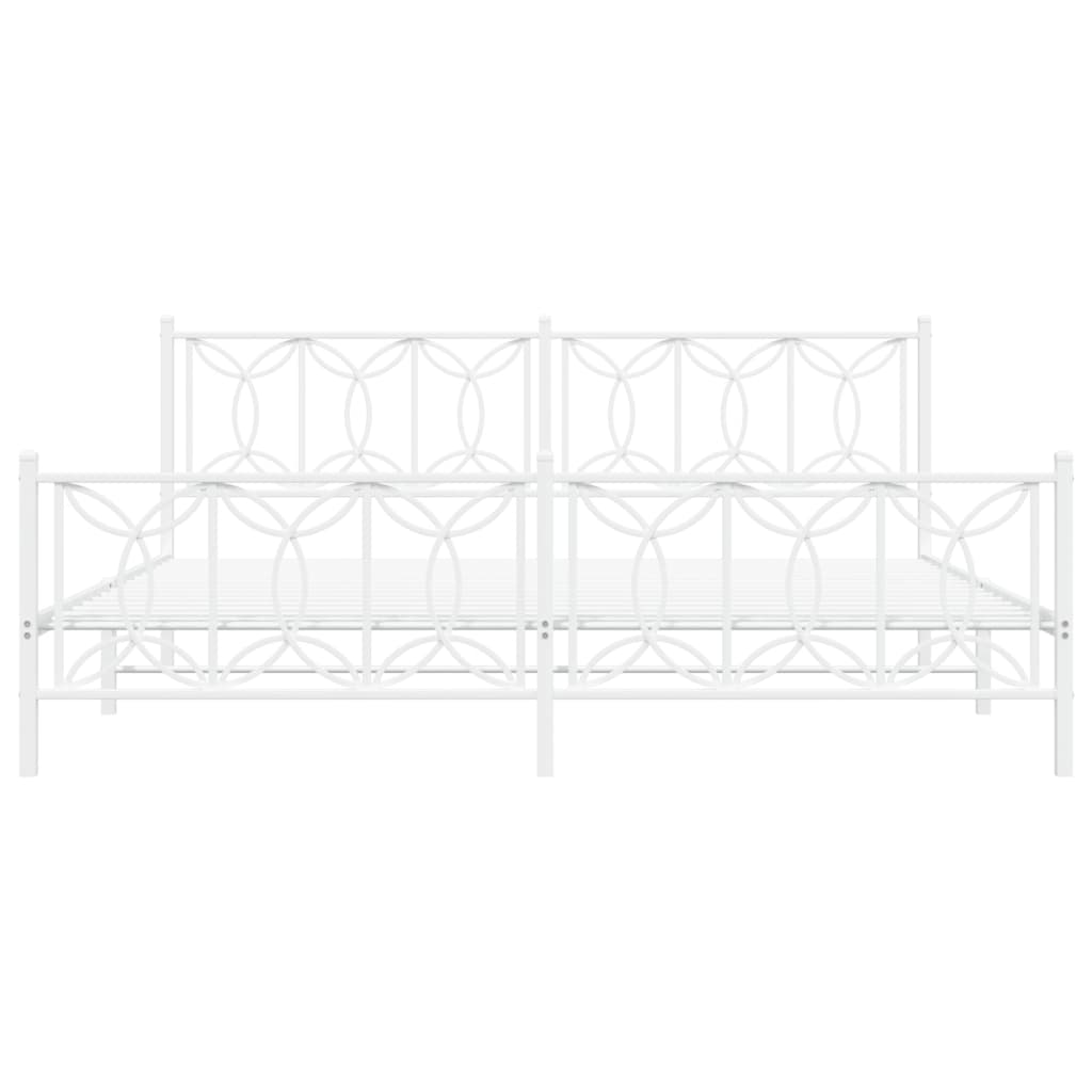 Giroletto con Testiera e Pediera Metallo Bianco 200x200 cm 376202