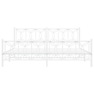 Giroletto con Testiera e Pediera Metallo Bianco 200x200 cm 376202