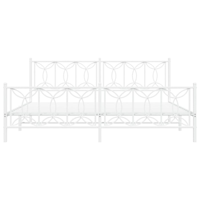 Giroletto con Testiera e Pediera Metallo Bianco 200x200 cm 376202