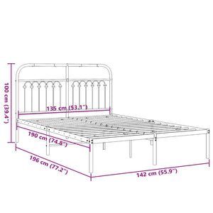 Giroletto con Testiera in Metallo Nero 135x190 cm 376599