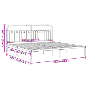 Giroletto con Testiera in Metallo Nero 200x200 cm 376607
