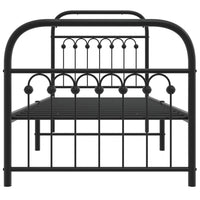 Giroletto con Testiera e Pediera Metallo Nero 80x200 cm 376609