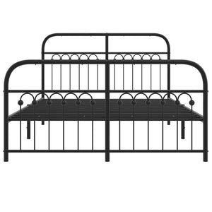 Giroletto con Testiera e Pediera Metallo Nero 137x190 cm 376617