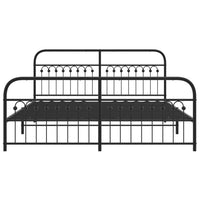 Giroletto con Testiera e Pediera Metallo Nero 183x203 cm 376622