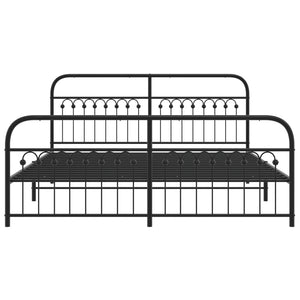 Giroletto con Testiera e Pediera Metallo Nero 183x203 cm 376622