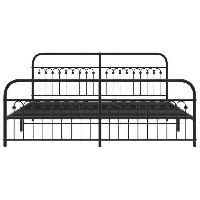 Giroletto con Testiera e Pediera Metallo Nero 193x203 cm 376624