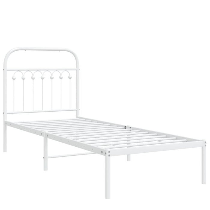 Giroletto senza Materaso con Testiera Metallo Bianco 75x190 cm 376639